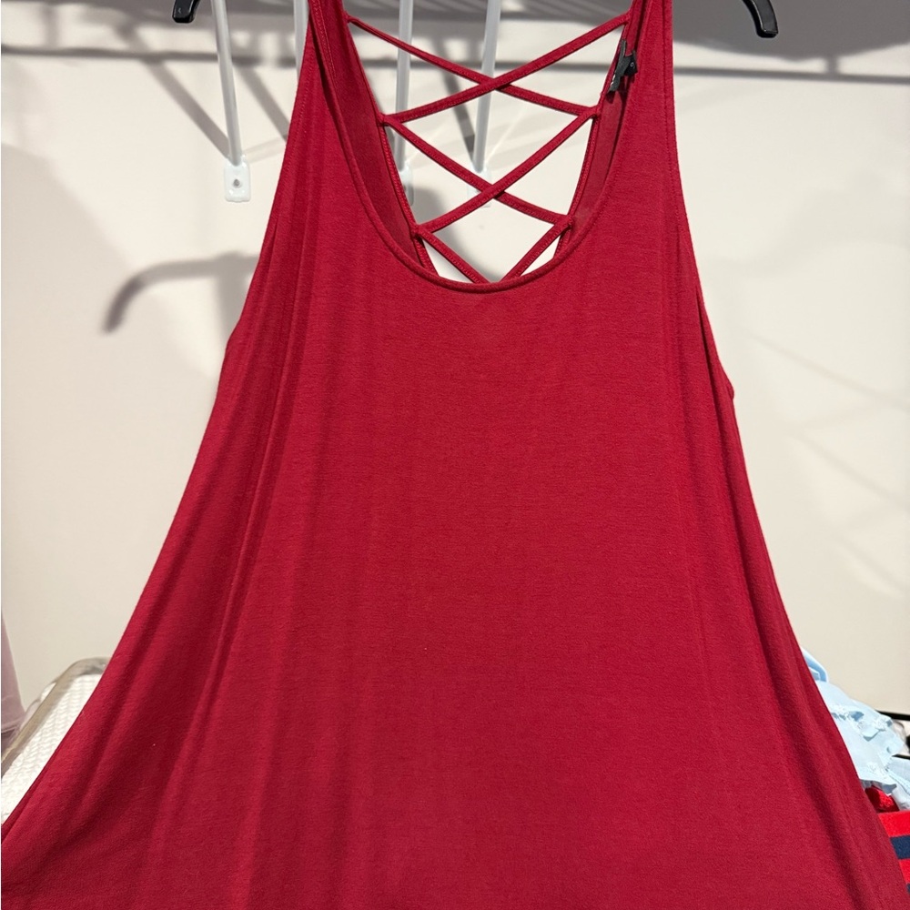 Torrid Red Backless Tank Top with Crisscross Straps